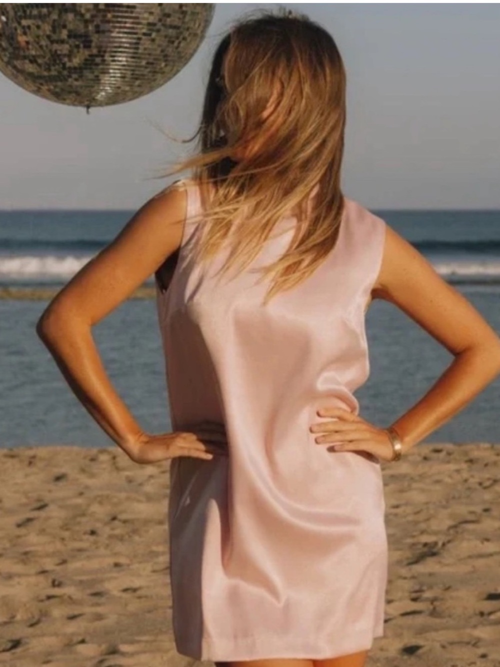 SOLD OUT Daily Drills Open-Back Satin Mini Dress in Blush Pink - Picture 2 of 7
